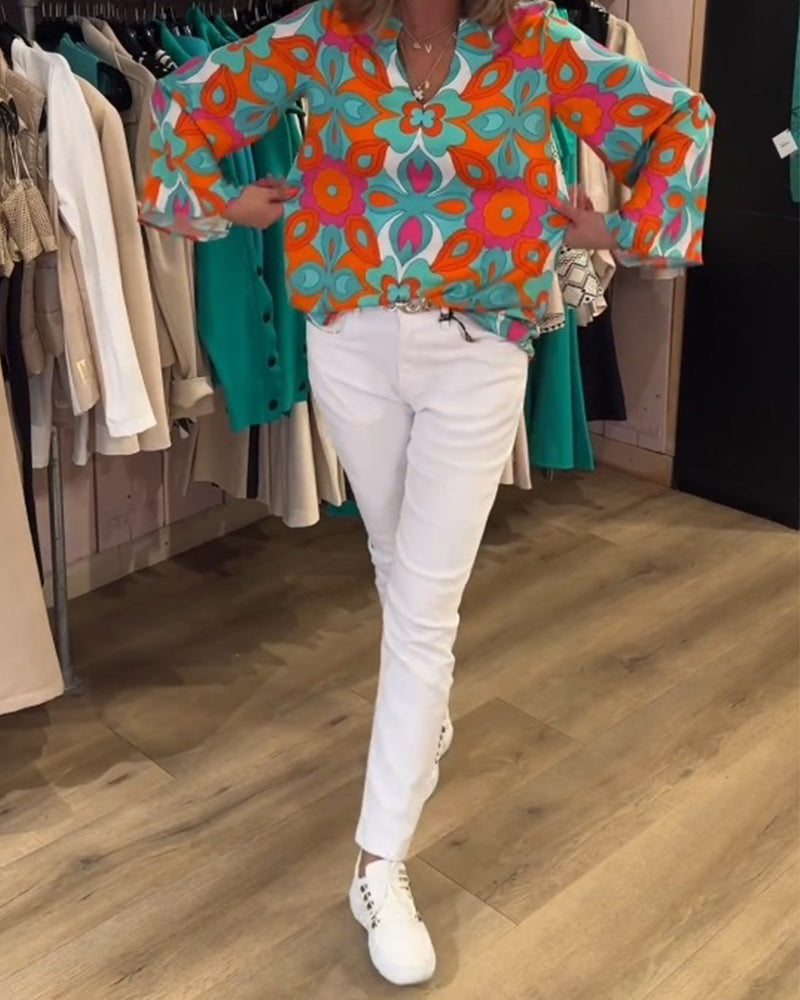 Blusa stampata ampia e versatile