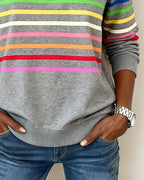 Felpa con mezza zip e strisce arcobaleno alla moda