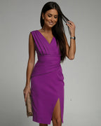 Maud™ | Elegante vestito con scollo a V e spacco