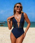 Monokini da donna con scollo a V profondo
