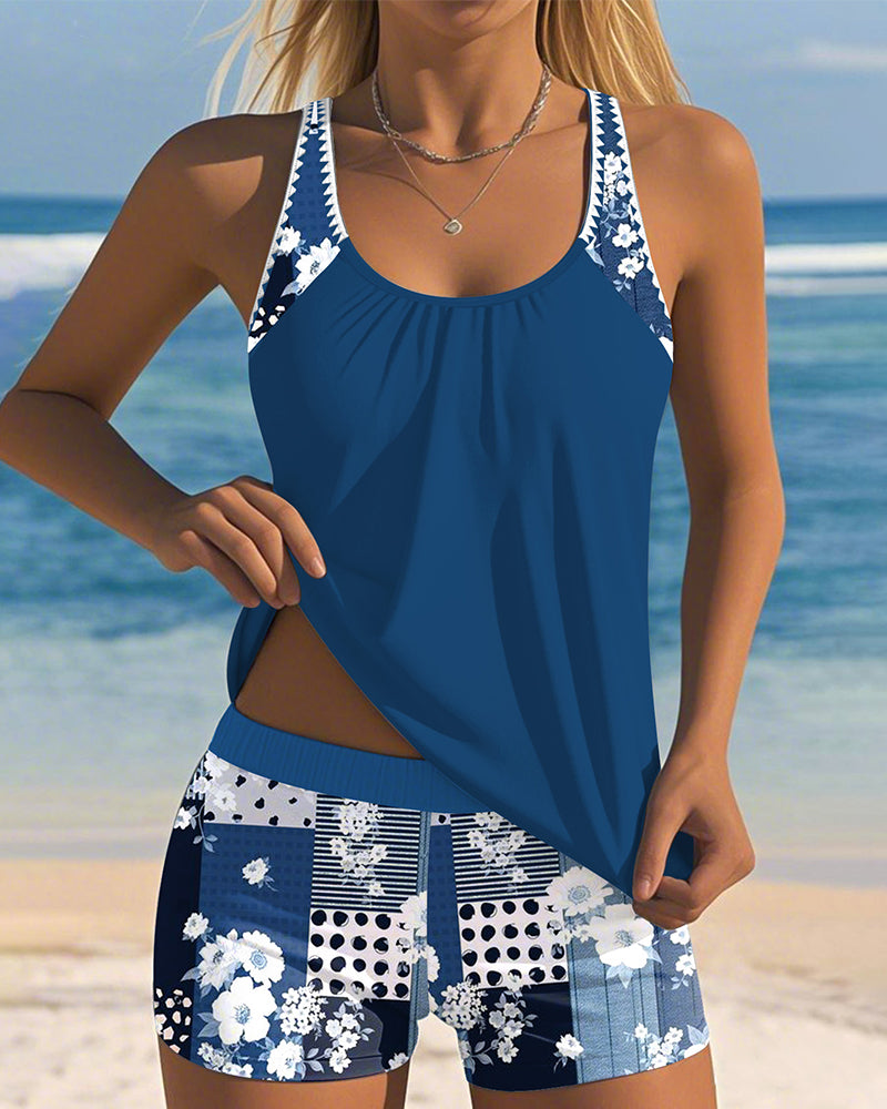 Costume da bagno stampato due pezzi boxer