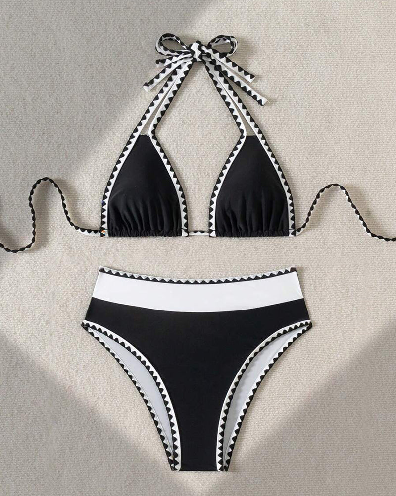 Bikini Sexy Triangolo Spaccato Colore a Contrasto