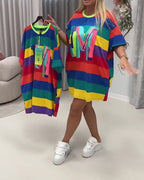 Abito Arcobaleno a Righe con Lettere