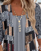 Camicia a maniche lunghe stampata stile due pezzi finto