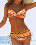 Costume da bagno a due pezzi stampato a triangolo in stile reggiseno
