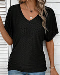 T-shirt con scollo a V tinta unita casual