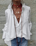Camicia plissettata con collo alla coreana, design di moda