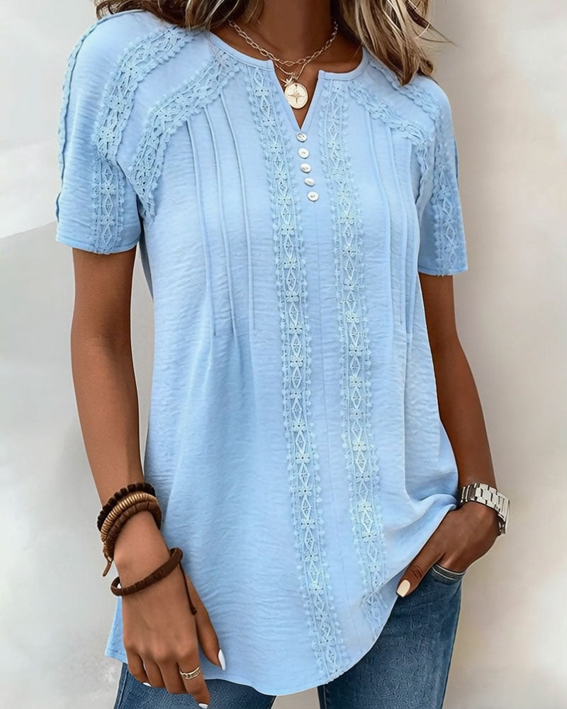 Top in pizzo a maniche corte