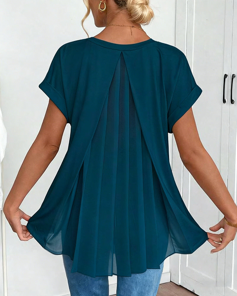 T-Shirt A Maniche Corte Tinta Unita Patchwork