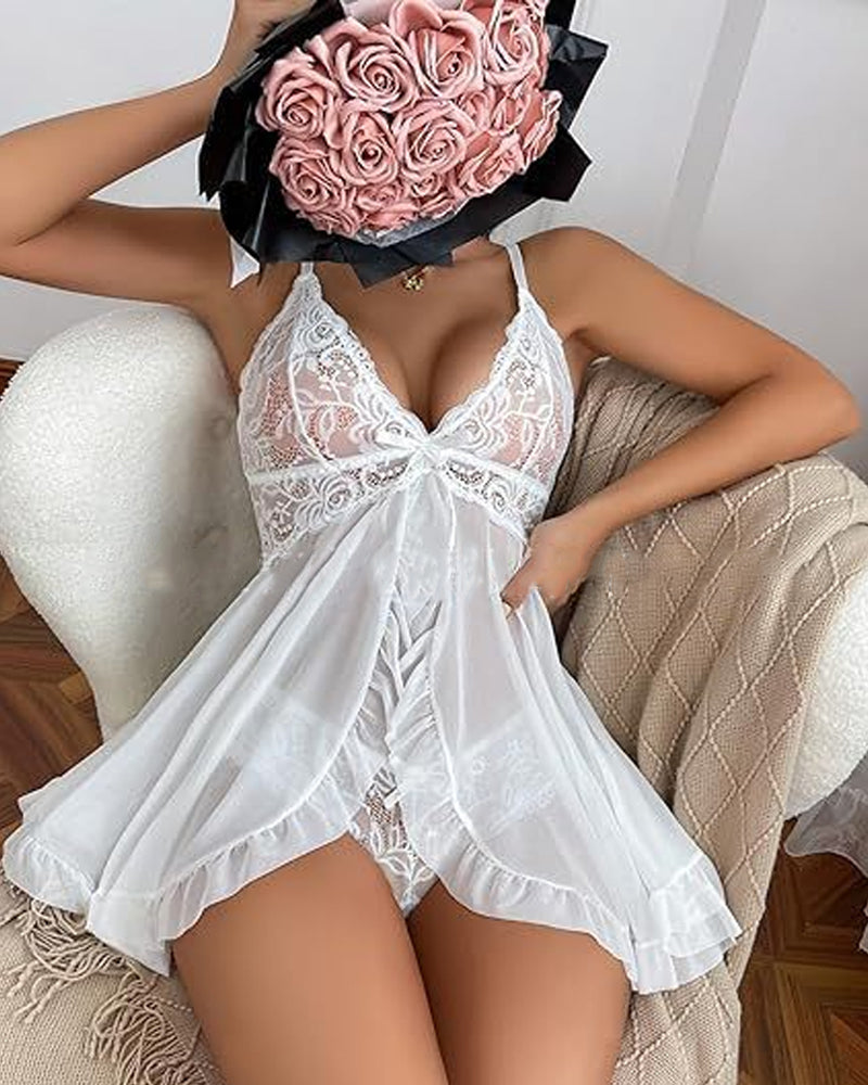 Completo Intimo Sexy in Mesh Trasparente
