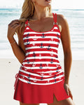 Completo bikini a fascia stampato a righe