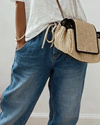 Jeans larghi effetto invecchiato in stile retrò