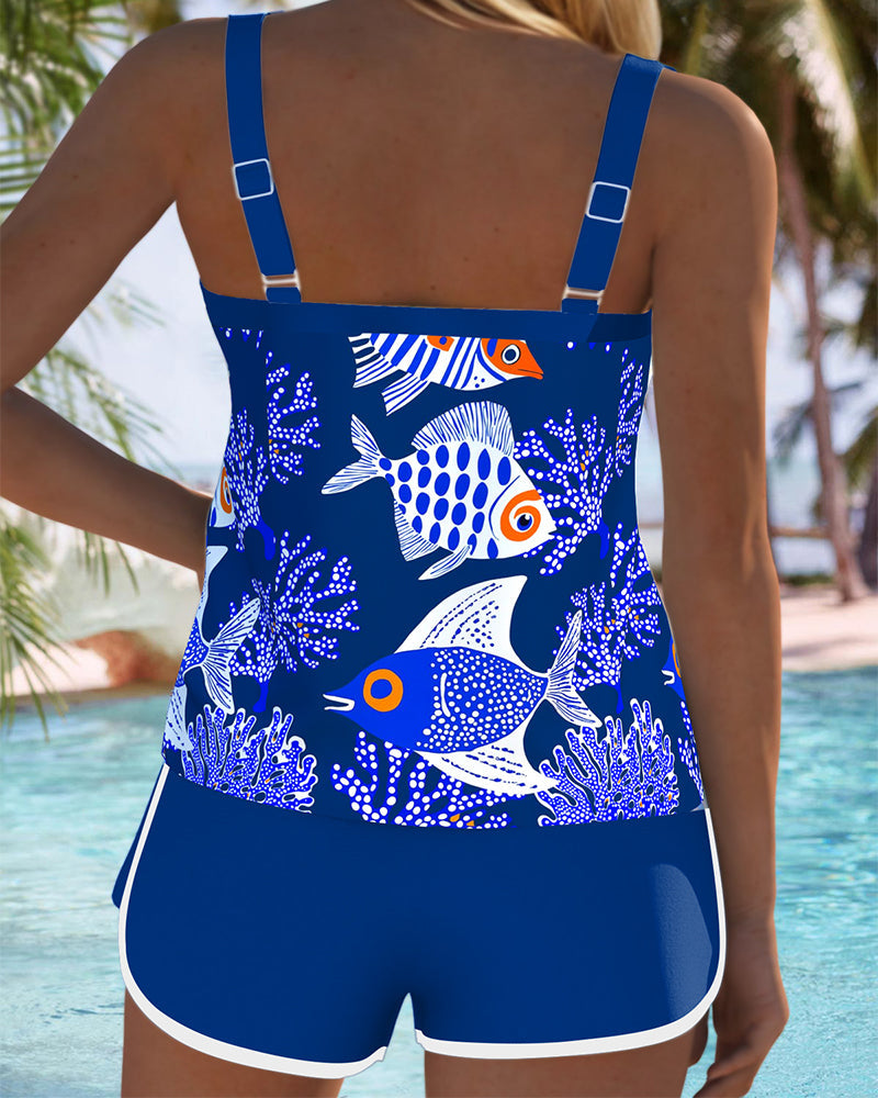 Tankini Due Pezzi Stampa Mondo Oceanico