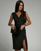 Maud™ | Elegante vestito con scollo a V e spacco