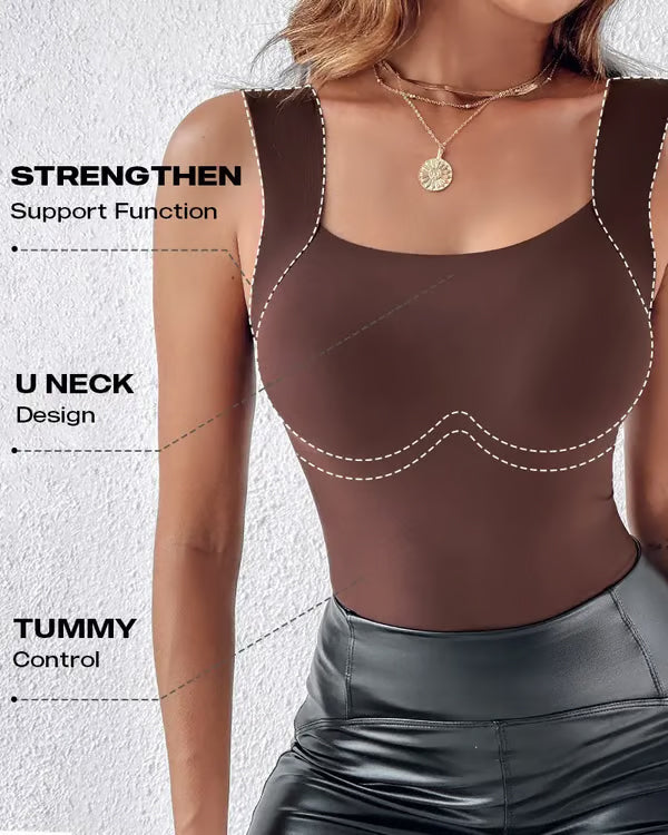 🔥Canotta Modellante con Scollo a U e Reggiseno Integrato