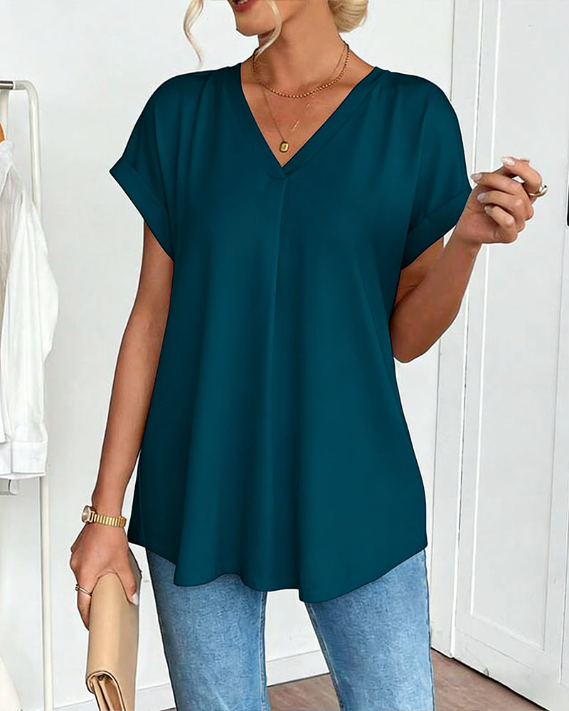 T-Shirt A Maniche Corte Tinta Unita Patchwork