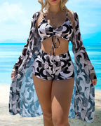 Costume da bagno bikini stampato 3 pezzi