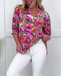 Blusa a maniche corte di tendenza floreale