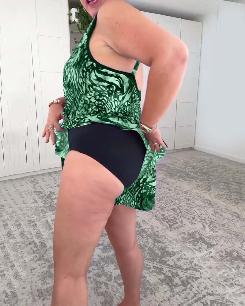 Costume da Bagno Intero a V con Stampa Colorata