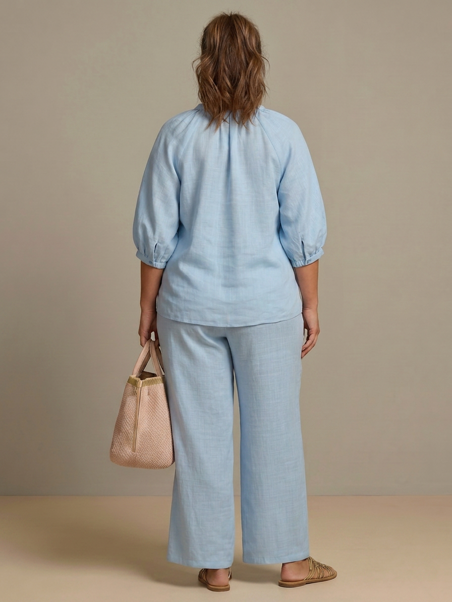 Natalia | Completo Top Palloncino con Zip e Pantaloni Ampi