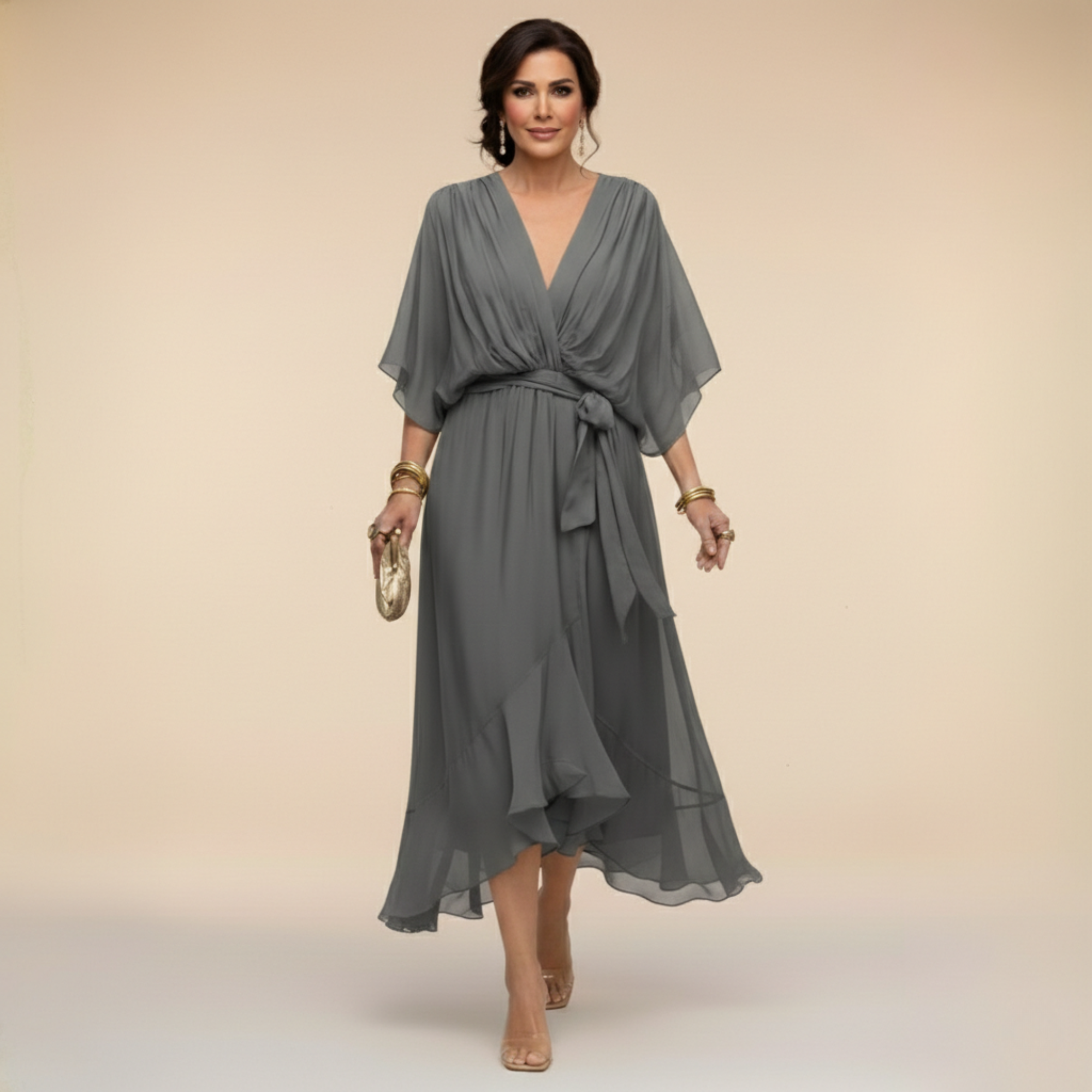 La Scintilla | Abito in chiffon con scollo a V