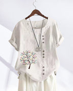 T-shirt girocollo stampato con foglie