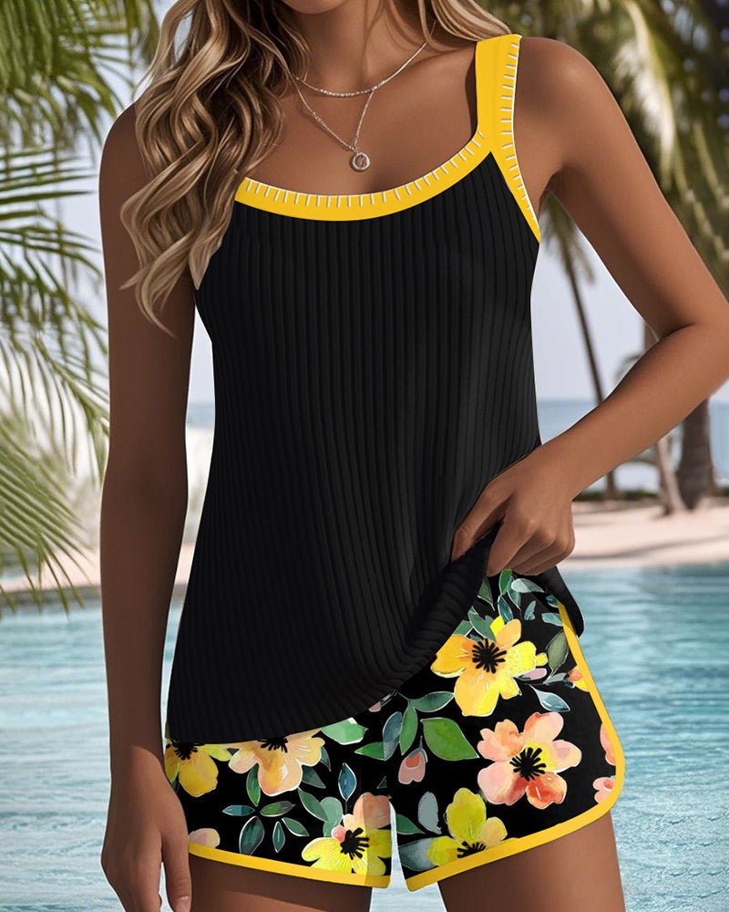 Tankini Due Pezzi con Pantaloncino da Spiaggia