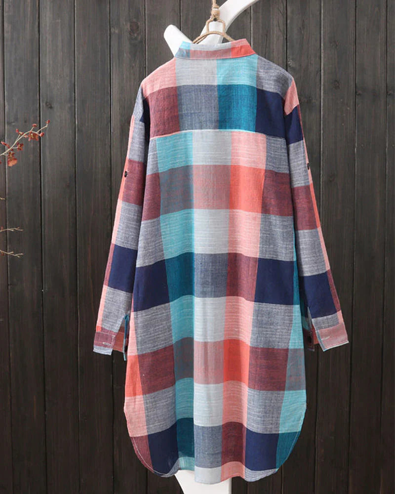 Camicia a maniche lunghe con stampa a quadri