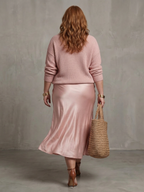 Luciana | Completo Gonna in Raso Tagliata in Sbieco con Coprispalle in Maglia