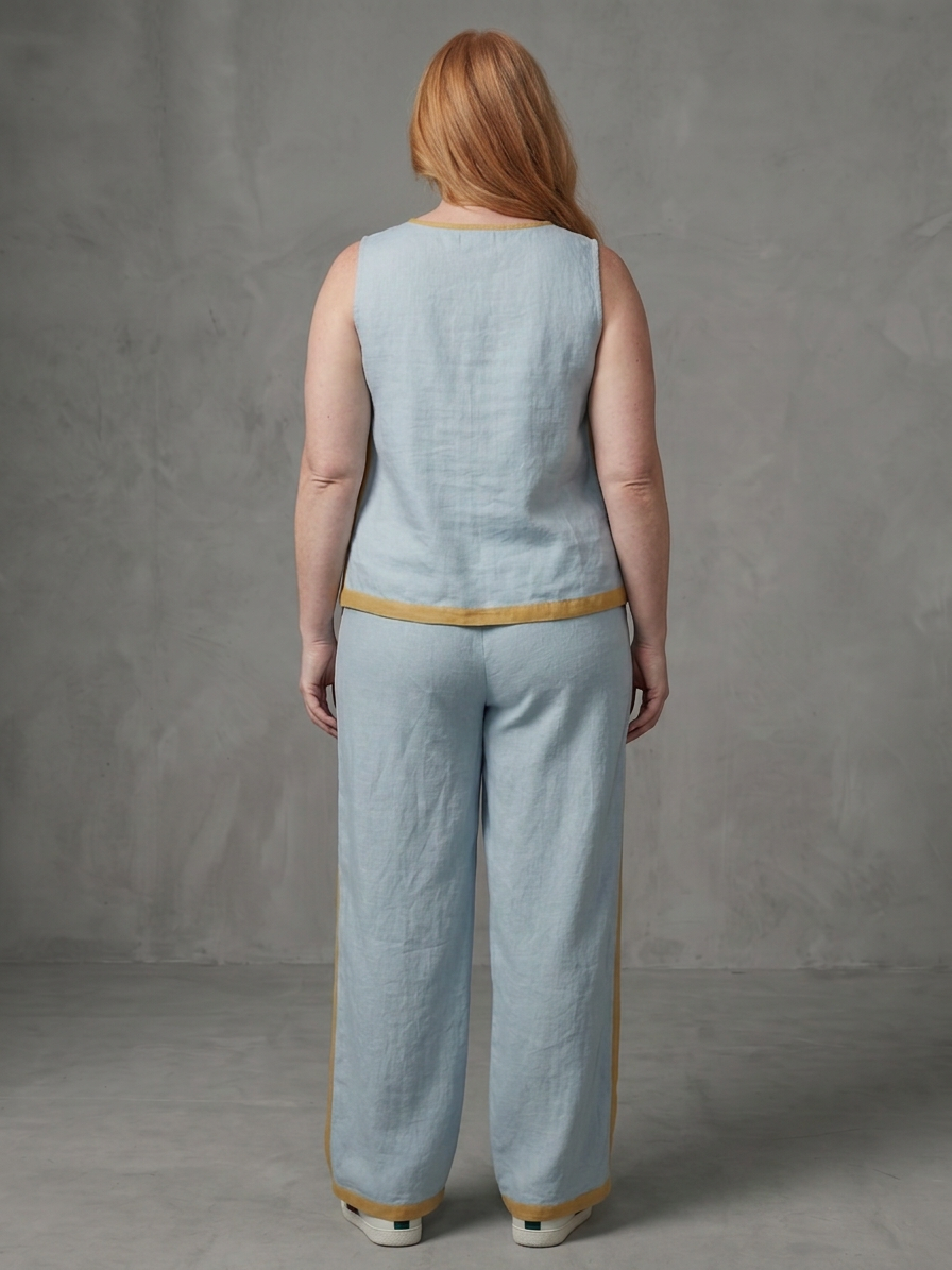 Inara | Completo Top Senza Maniche e Pantaloni Ampi a Contrasto