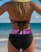 Bikini sexy con reggiseno stampato allacciato al collo