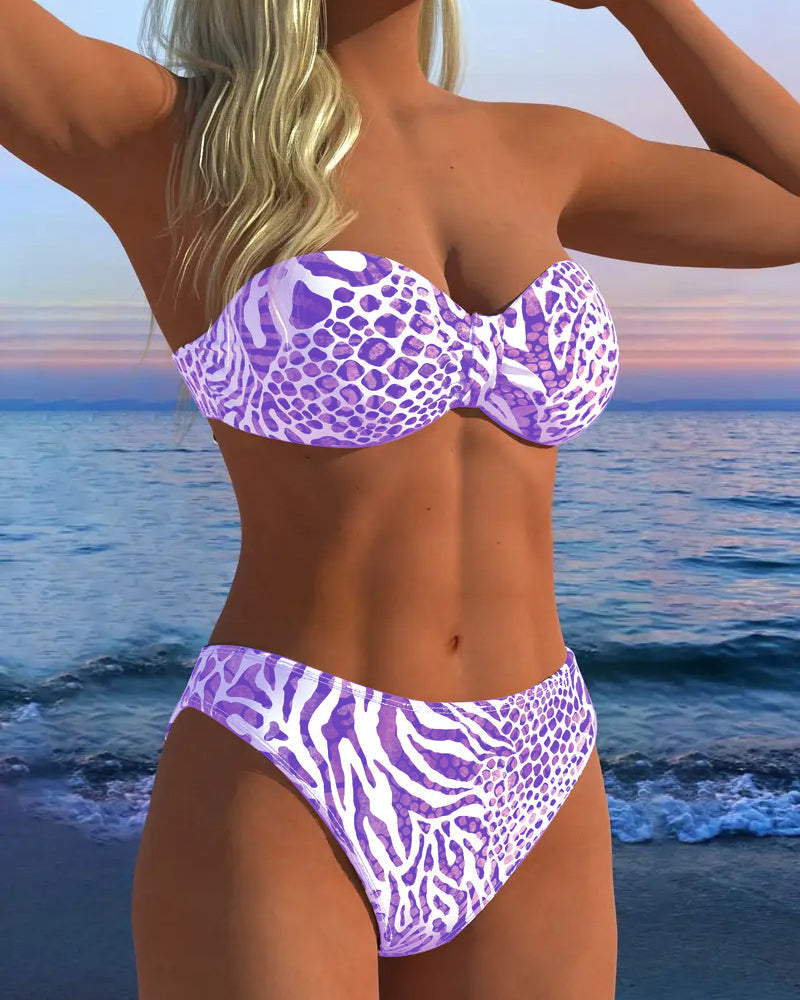 Costume da bagno sexy due pezzi con stampa leopardata