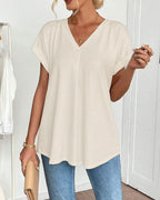 T-Shirt A Maniche Corte Tinta Unita Patchwork