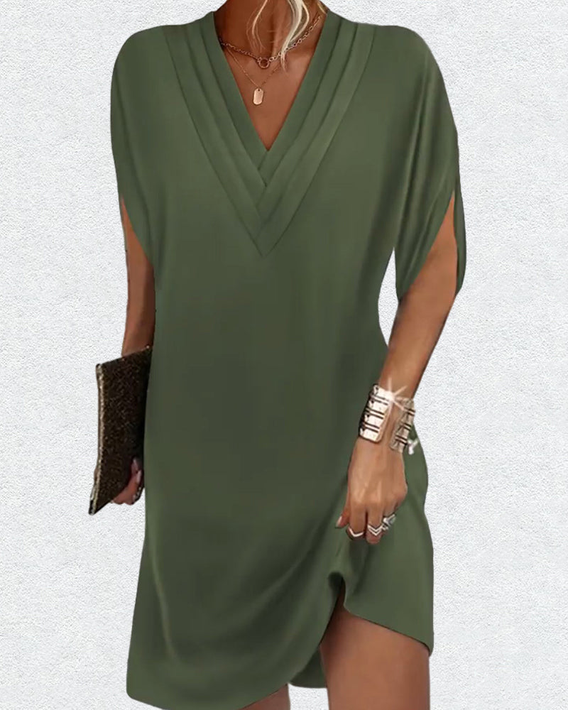 Abito elegante a maniche svasate a tinta unita