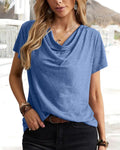 T-shirt con scollo a strati e maniche corte