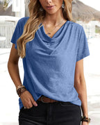 T-shirt con scollo a strati e maniche corte
