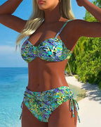 Accattivante Costume da Bagno a Due Pezzi con Stampa Leopardata