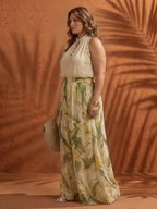 Solange | Top Halter Floreale e Pantaloni a Palazzo