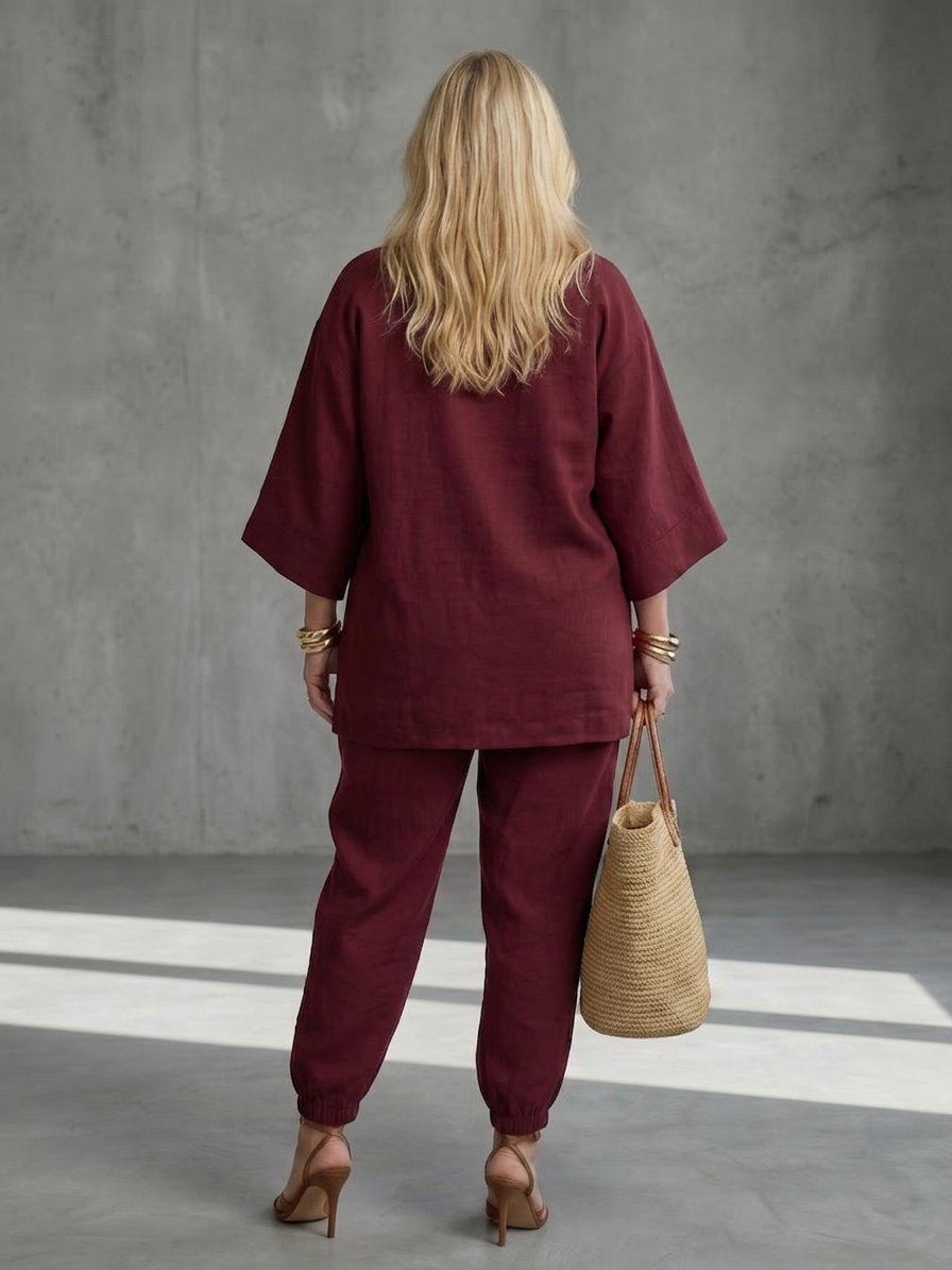 Georgiana | Completo Tunica Scollo a V e Pantalone Arricciato
