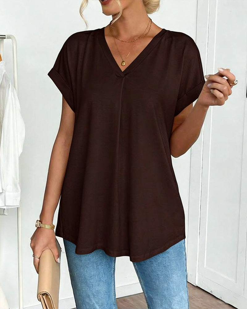 T-Shirt A Maniche Corte Tinta Unita Patchwork