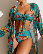 Bikini a stampa floreale e copricostume