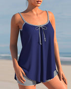 Tankini due pezzi a canotta con stampa a righe
