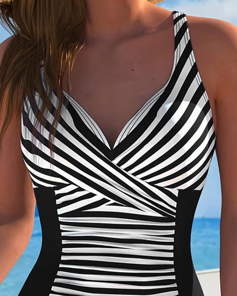 Costume da Bagno Intero a Righe Color Block