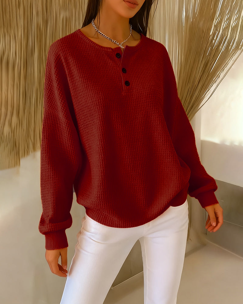 Felpa di tendenza casual monocolore a maniche lunghe