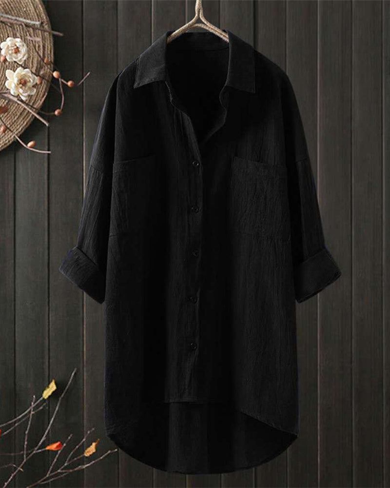 Camicia ampia a tinta unita con maniche lunghe