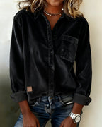 Camicia Tendenza Velluto a Coste con Risvolto