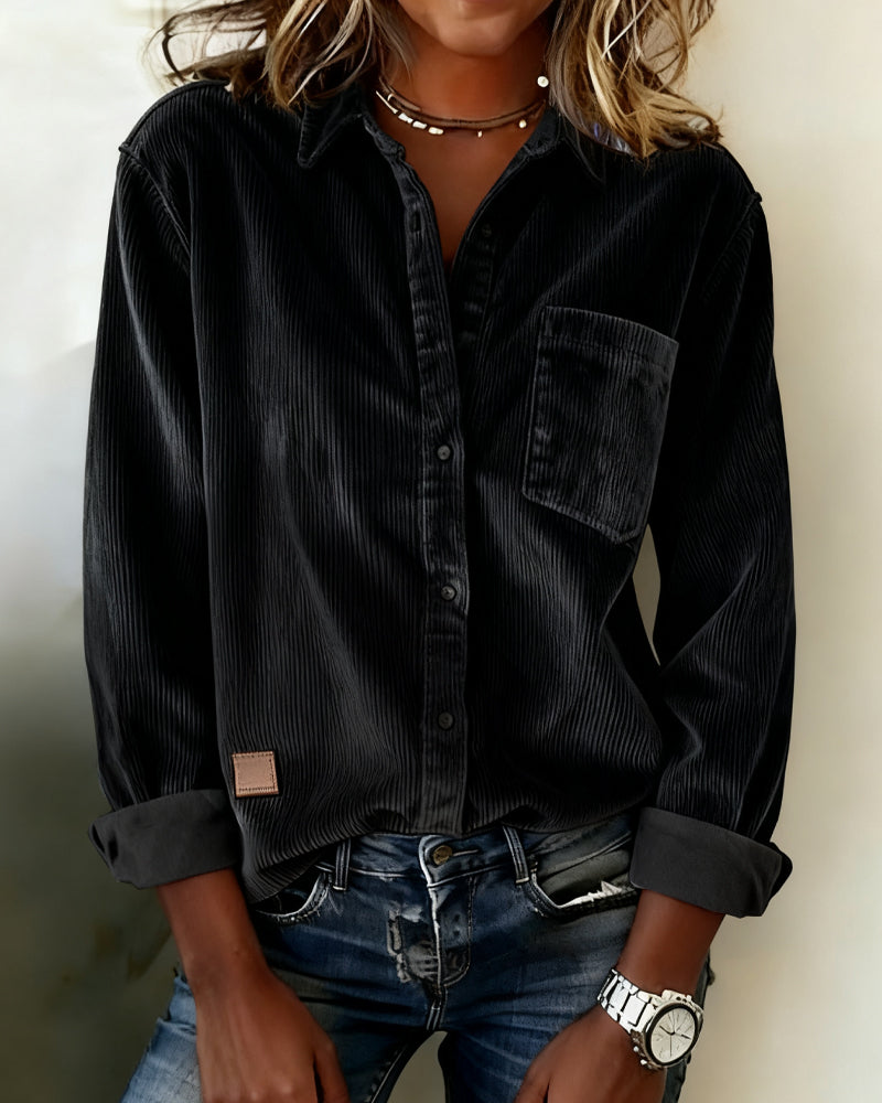 Camicia Tendenza Velluto a Coste con Risvolto