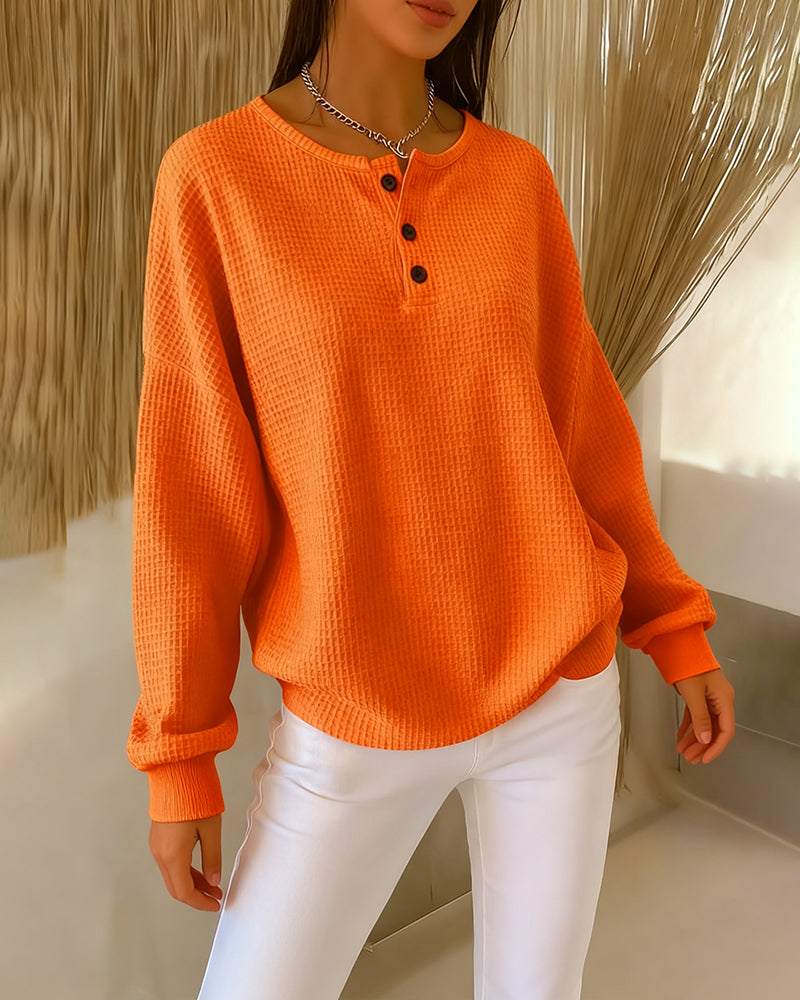 Felpa di tendenza casual monocolore a maniche lunghe