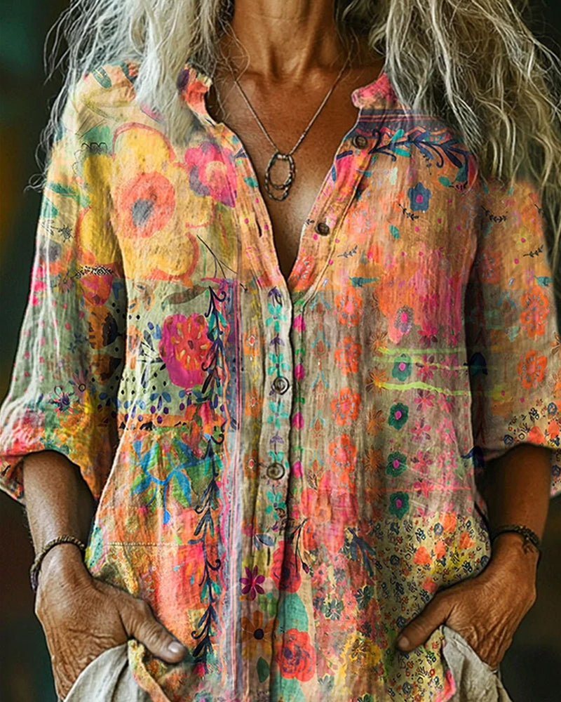 Camicia Artistica Stampa Floreale