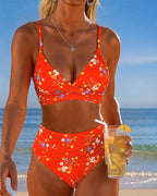 Bikini sexy incrociato con stampa floreale